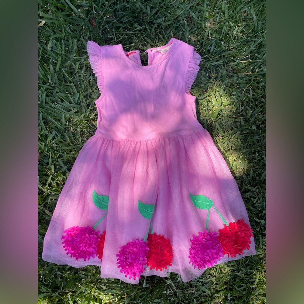 Mini Boden pink cherry dress 4-5yrs